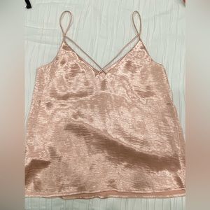 Pink satin tank top